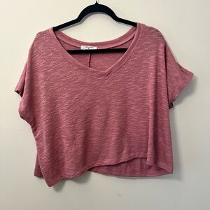Zenana Outfitters Pink Cuffed Sleeve Crop Top